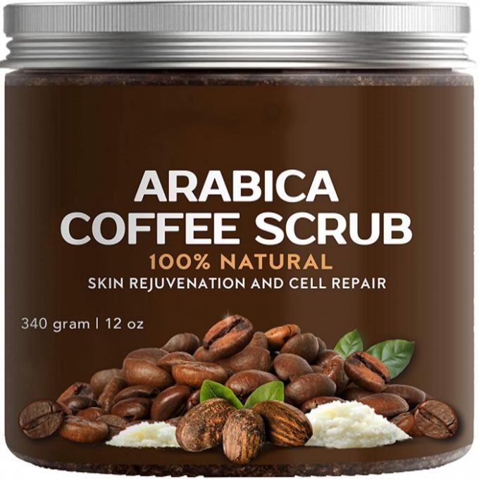 O café natural da goma-arábica esfrega para marcas de estiramento, pele da acne que aperta o corpo esfrega