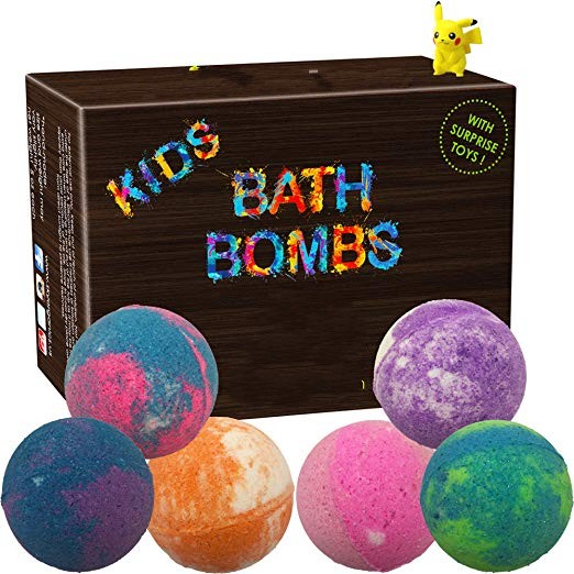 O grupo seguro da bomba do banho da única criança da cor com surpresa brinca, 6 banho colorido classificado divertimento Fizzer de x 5oz XL